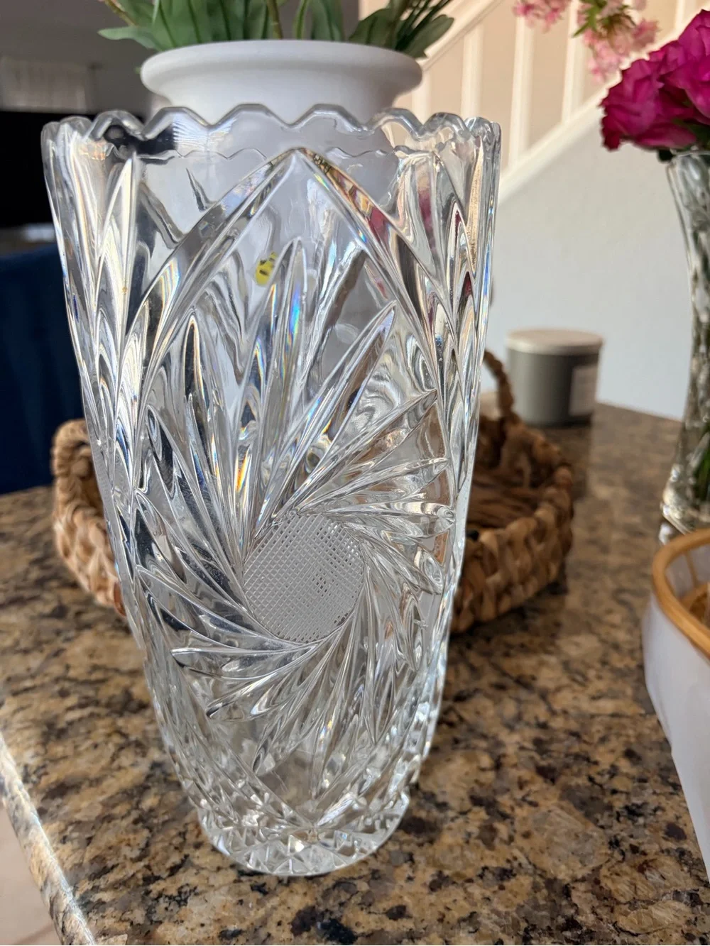 Clear Cut Lead Crystal Decorative Vase - Clear